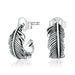 925 Sterling Silver Feather Stud Hoop Earrings