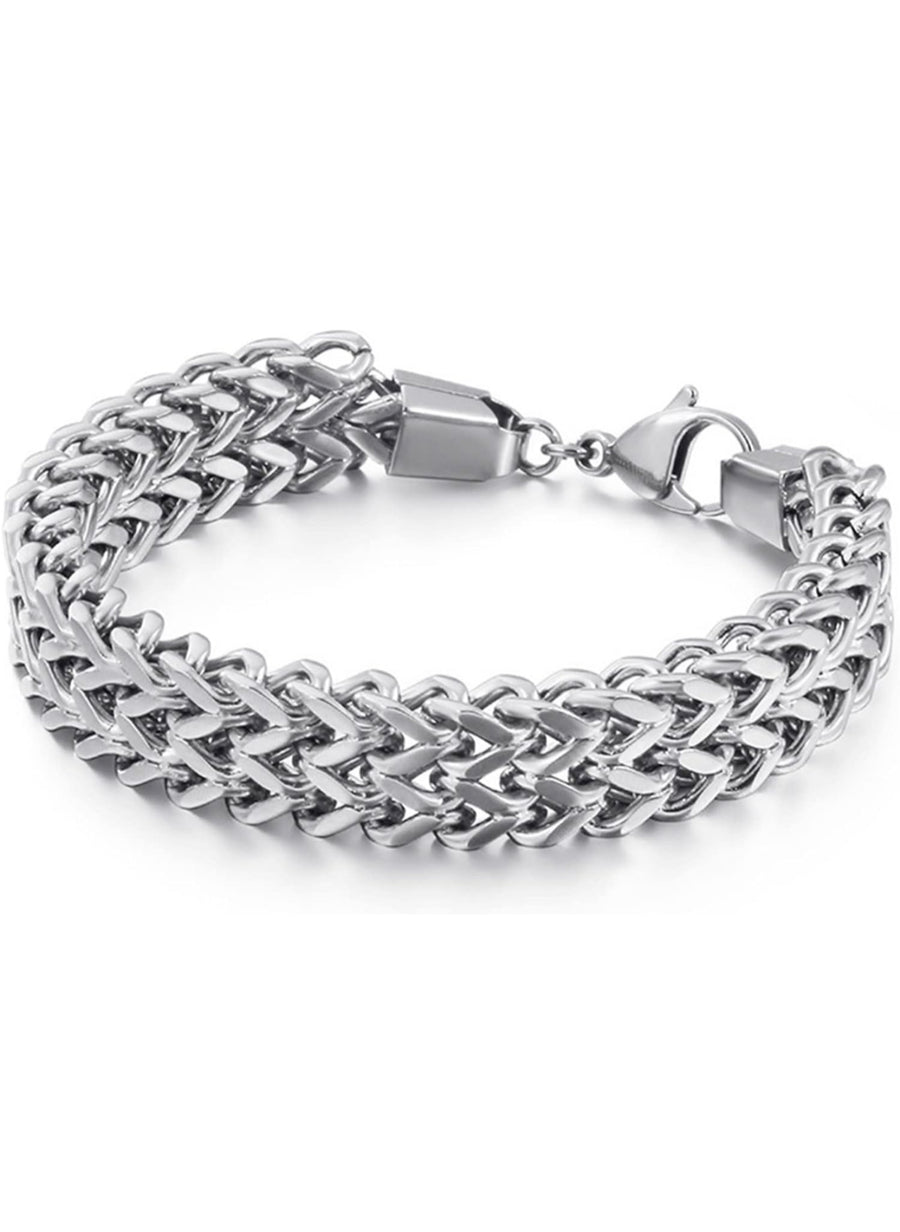 Men's Chunky Silver Foxtail Bracelet with Lobster Clasp