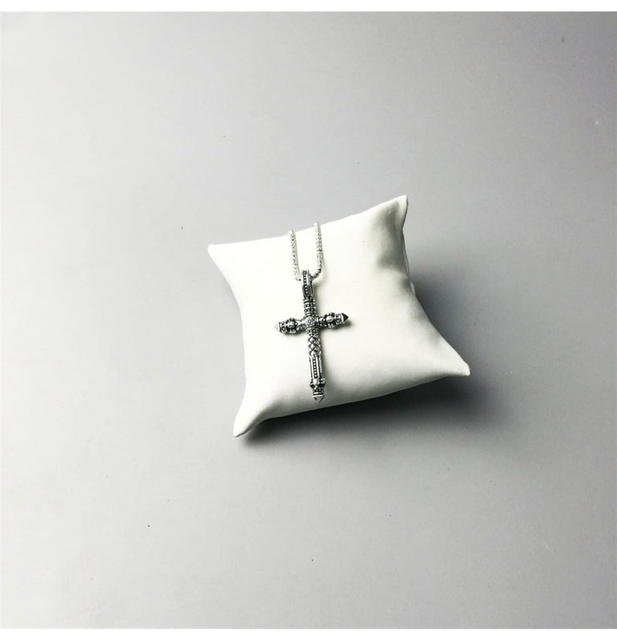 Silver Detailed Skull Cross Necklace - Small