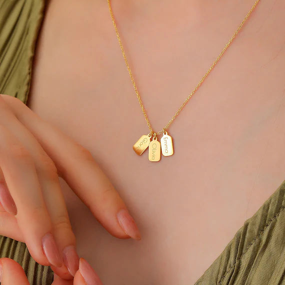 Women's Personalised Mini Dog Tag Necklace