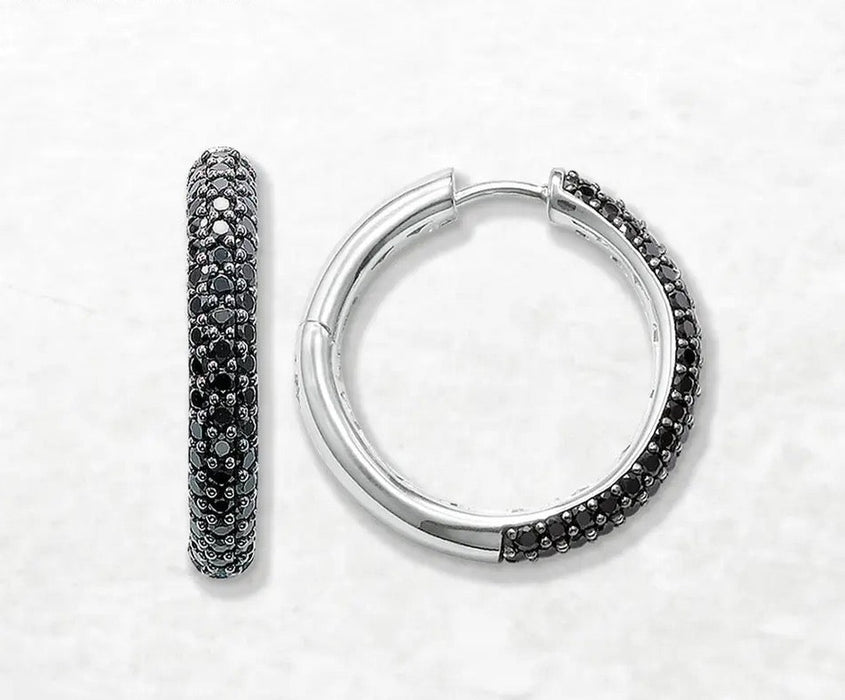 Sterling Silver 30mm Cubic Zirconia Crystal Hinged Hoop earrings