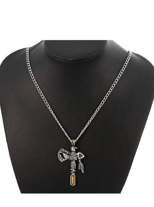 Collier loup indien rouge Tomahawk