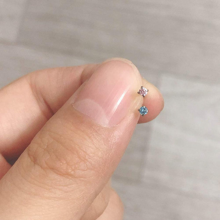 10 x Curved Nose Rings - Stainless Steel Zircon Screw Piercing Body Jewellery