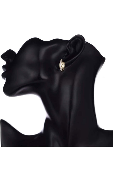 Gold Cubic Zirconia Huggie CZ Crystal Eternity Hoop Earrings