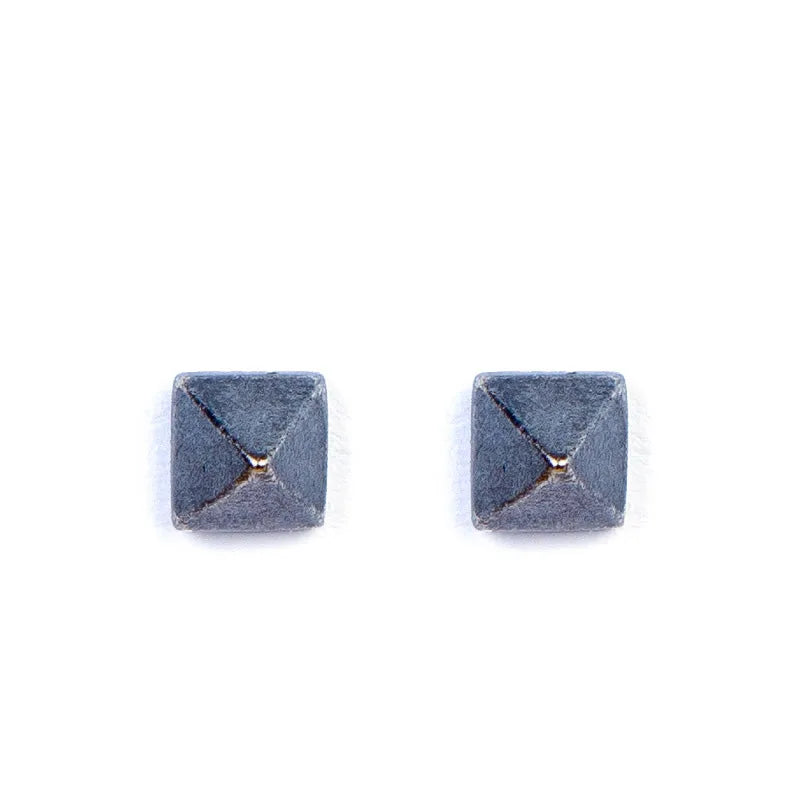 Sterling Silver Black Pyramid Stud Earrings