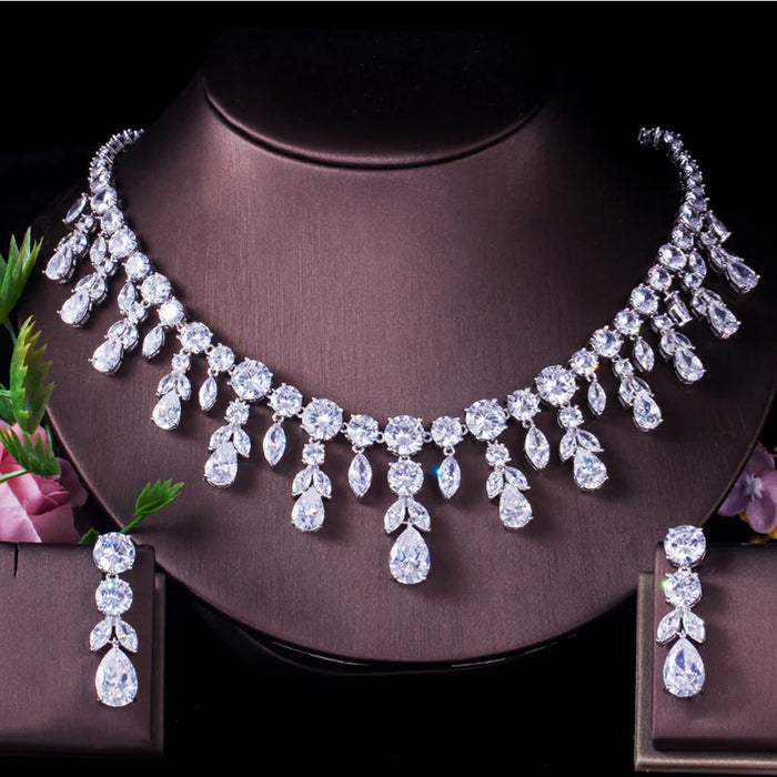 Royal Pear Drop Crystal Necklace & Earring Set