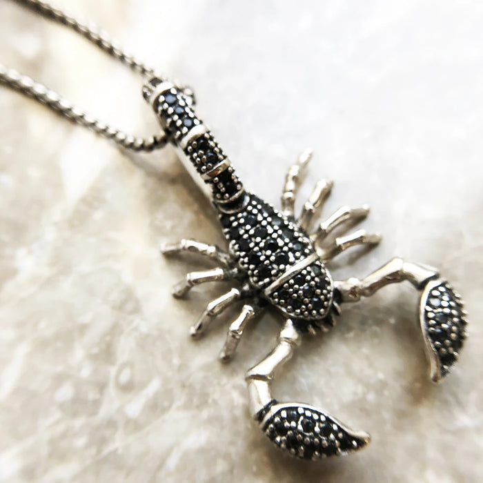 925 Sterling Silver Scorpion Pendant Link Chain Necklace