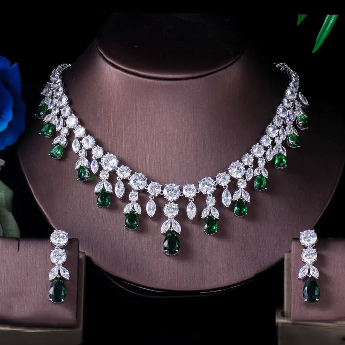 Royal Pear Drop Crystal Necklace & Earring Set