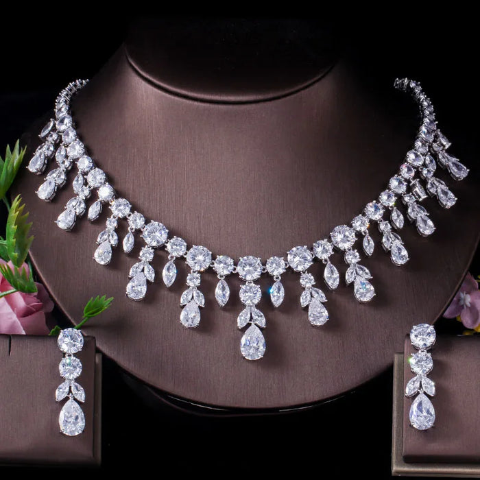 Royal Pear Drop Crystal Necklace & Earring Set