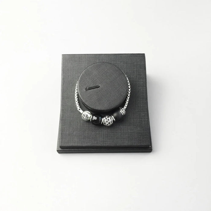 Destiny Black Bead Sterling Silver Bracelet