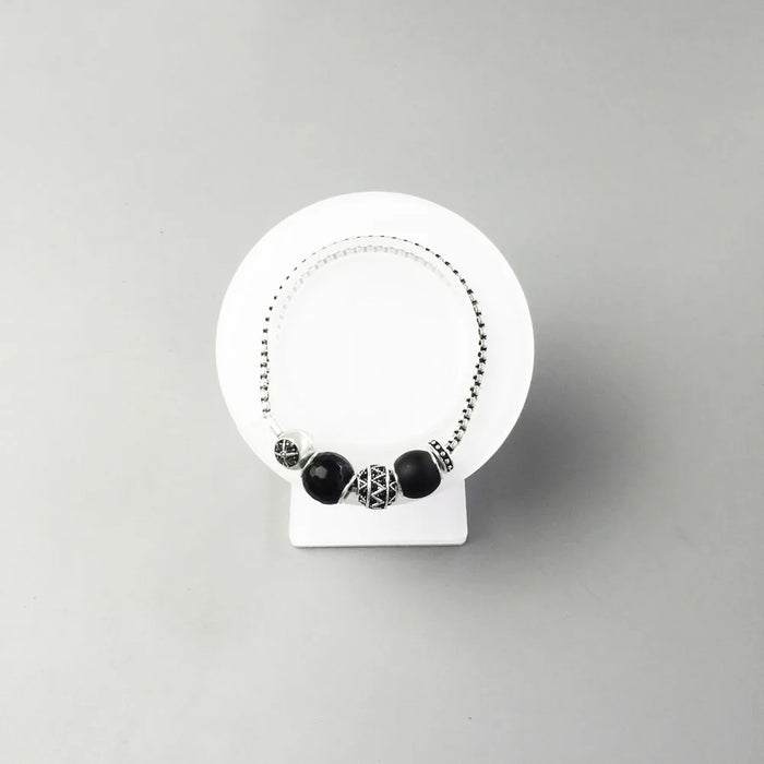 Destiny Black Bead Sterling Silver Bracelet