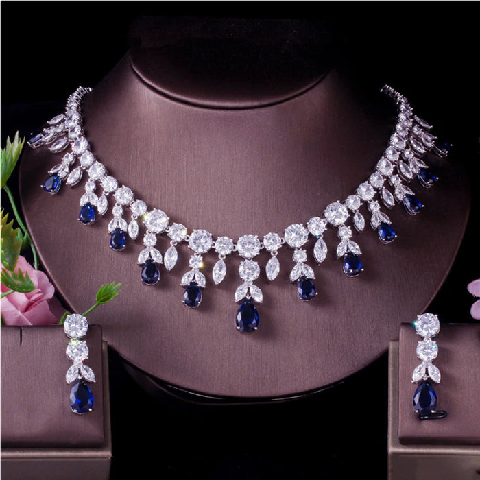 Royal Pear Drop Crystal Necklace & Earring Set