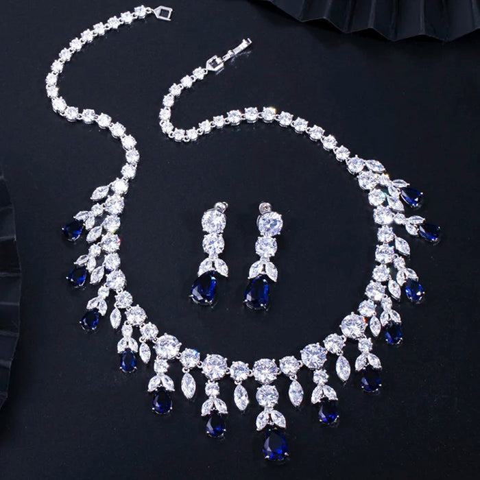 Royal Pear Drop Crystal Necklace & Earring Set
