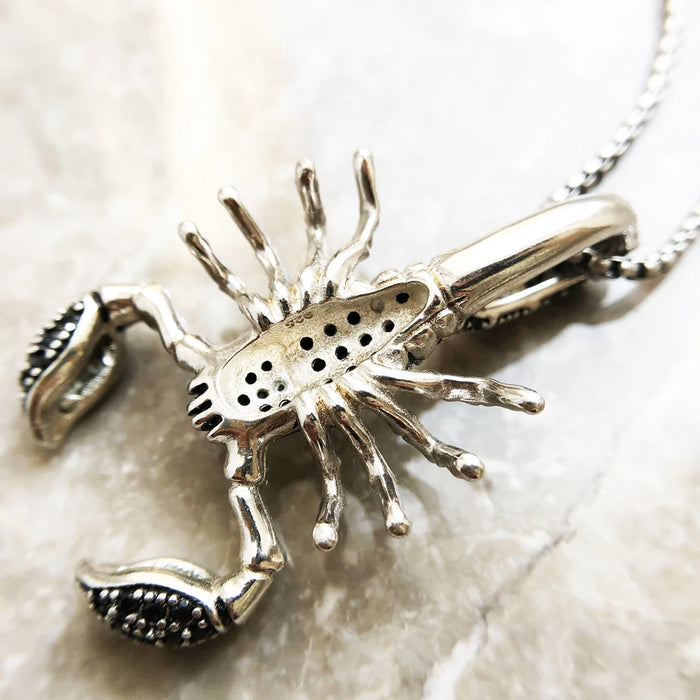 925 Sterling Silver Scorpion Pendant Link Chain Necklace