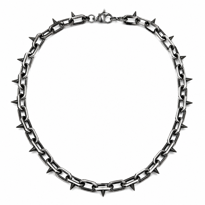 Obsidian Spike Chain Necklace & Bracelet -Men's Statement Chain
