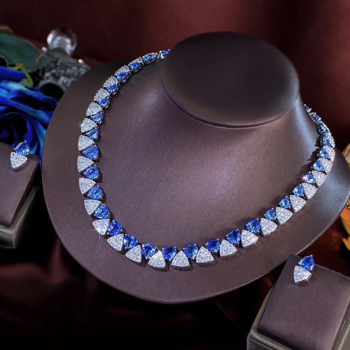 Aurora Trillion Crystal Statement Necklace & Earrings Set