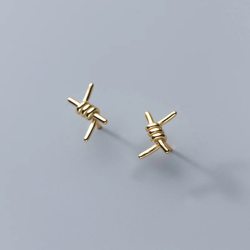 Sterling Silver Barbed Wire Stud Earrings