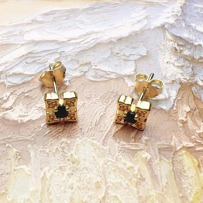 Sterling Silver Gold Cress Stud Earrings