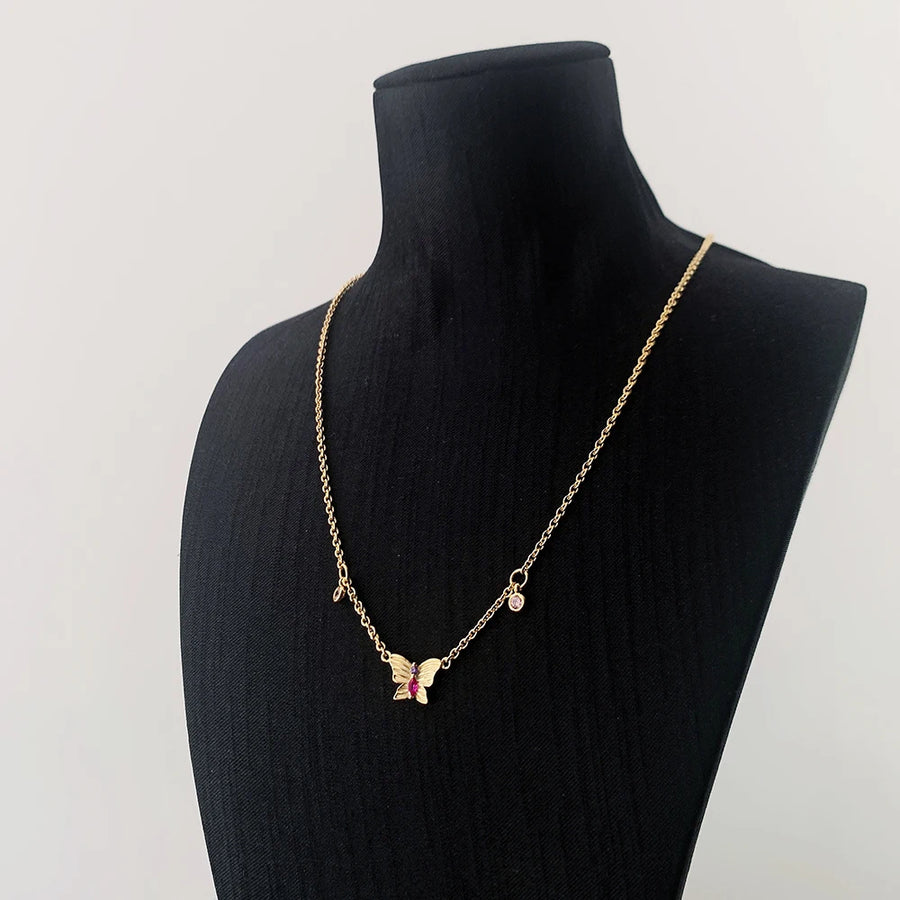 Gold Sterling Silver Butterfly Necklace