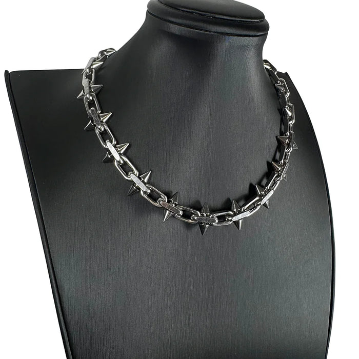 Obsidian Spike Chain Necklace & Bracelet -Men's Statement Chain
