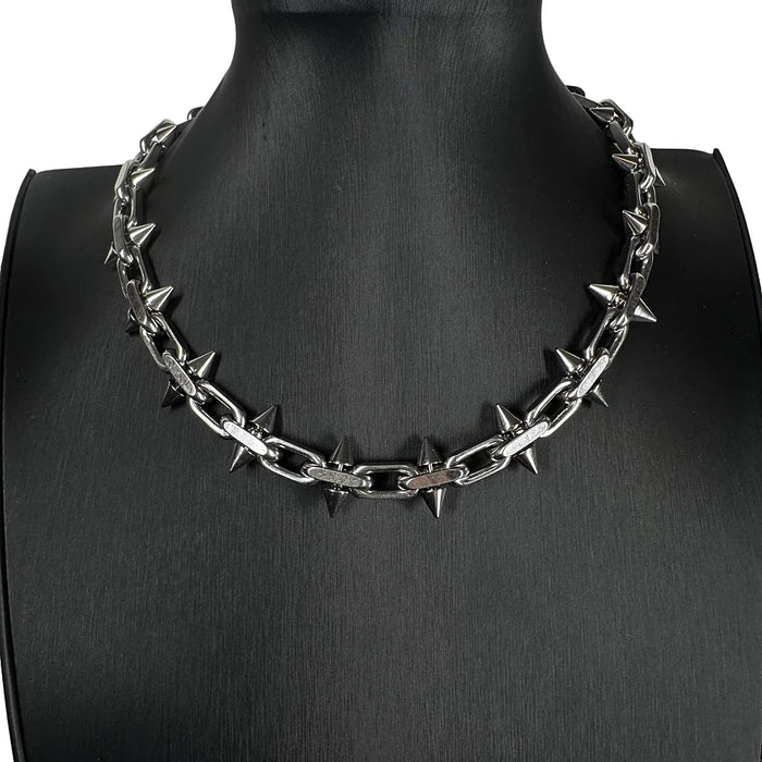 Obsidian Spike Chain Necklace & Bracelet -Men's Statement Chain