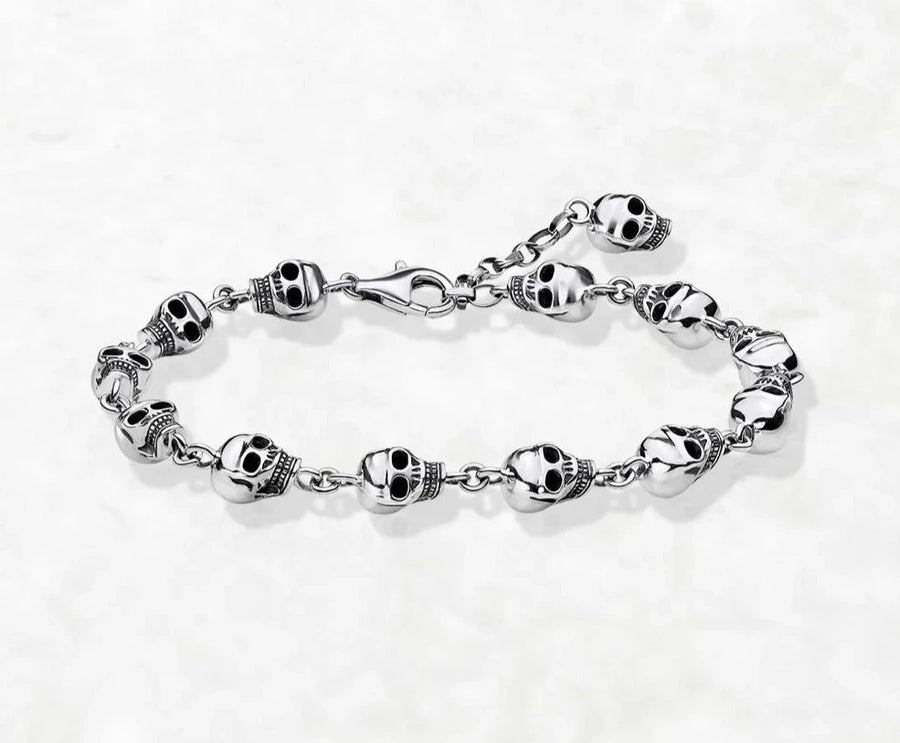 Sterling Silver 925 Skull Link Chain Bracelet