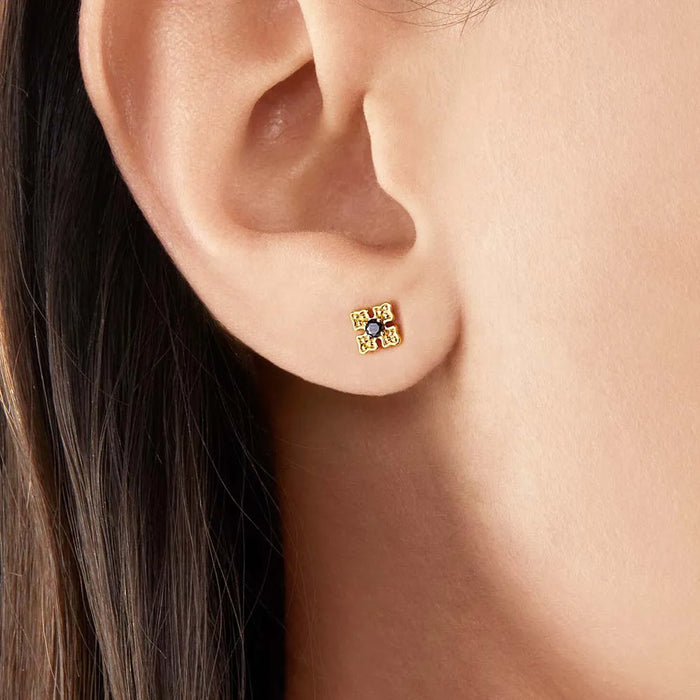 Sterling Silver Gold Cress Stud Earrings