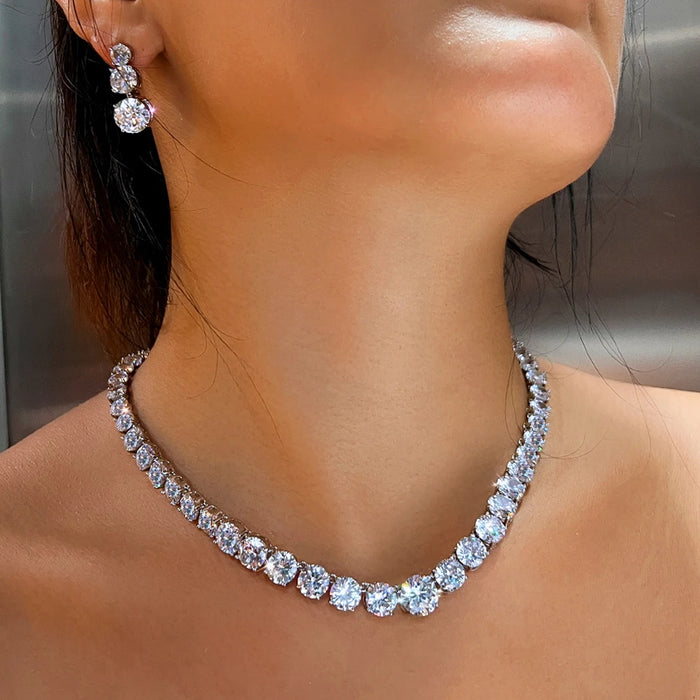 Signature Tennis Crystal Necklace & Earrings Set