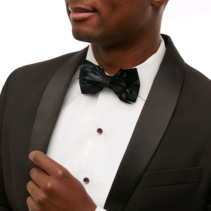 Men's Feather Bow Tie & Brooch Set 'The Formal Collection'