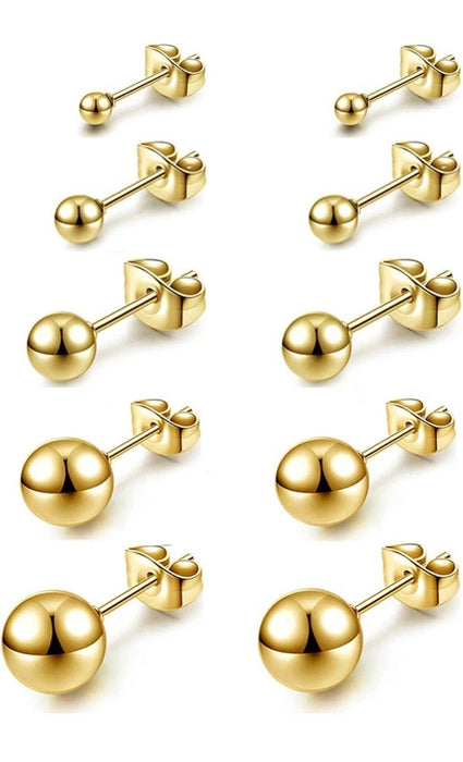 Hypoallergenic Ball Stud Earrings - Silver, Gold & Rose Gold