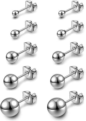 Hypoallergenic Ball Stud Earrings - Silver, Gold & Rose Gold