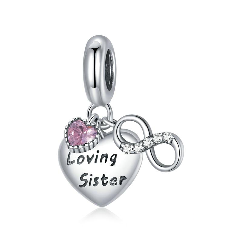 925 Sterling Silver ‘Loving Sister’ Infinity Drop Charm