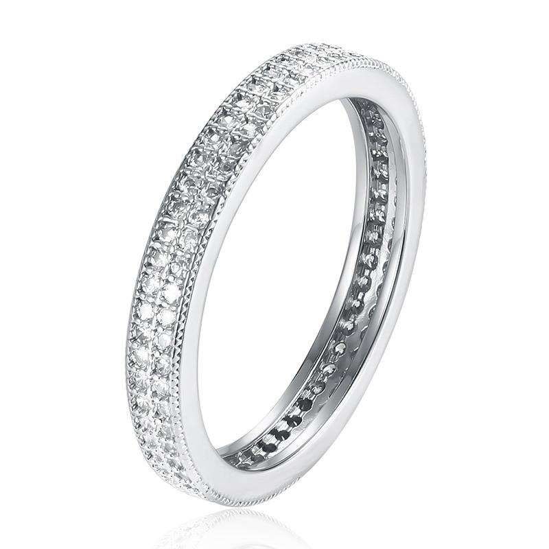 Double Row Crystal  Silver Ladies Ring