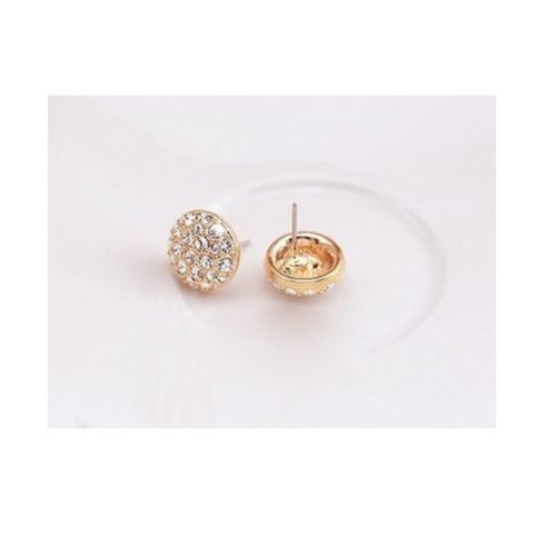 Round Gold Crystal Stud Earrings