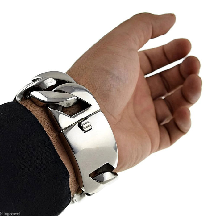 Men's 316 Stainless Steel Cuban Link Bracelet – Heavy Chunky 30mm Bangle