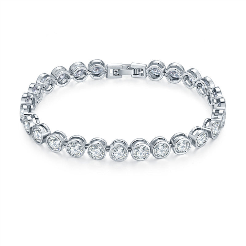 Round Crystal 925 Sterling Silver Tennis bracelet