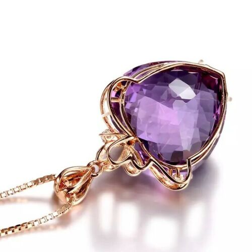 Amethyst Heart Crystal S925 Rose Gold Necklace