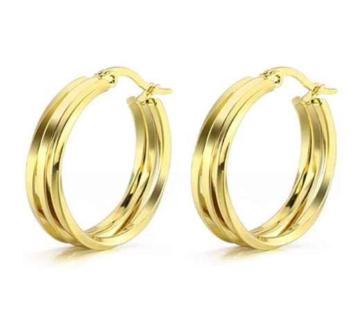 9ct Yellow Gold Filled Hoop Earrings with 3 Layer Twist