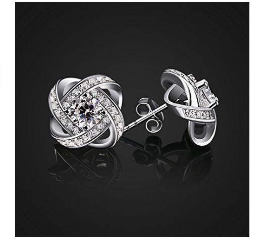Sterling Silver Crystal Windmill Swirl Stud Earrings