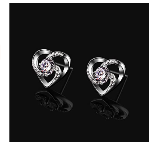 Open Heart Crystal Swirl Stud Earrings