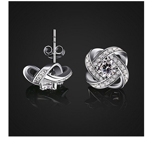 Sterling Silver Crystal Windmill Swirl Stud Earrings