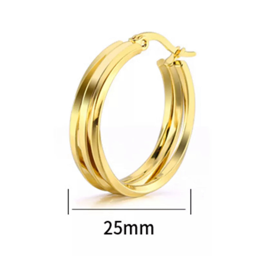 9ct Yellow Gold Filled Hoop Earrings with 3 Layer Twist