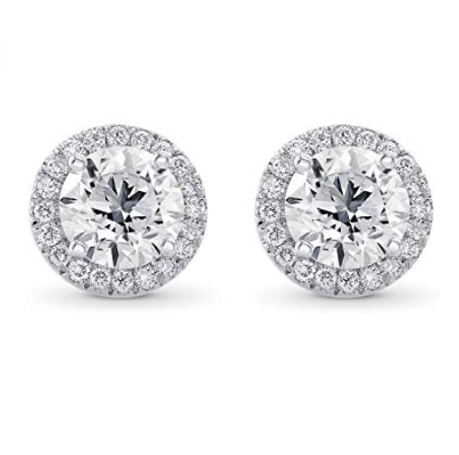 Round 10mm Simulated Diamond Sterling Silver Stud Earrings