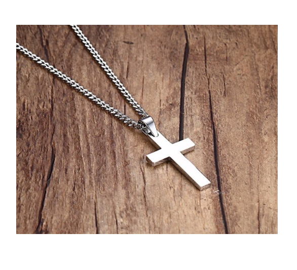 Stainless Steel Simple Cross Cuban Chain Necklace