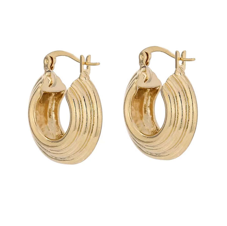 9ct Yellow Gold Filled Chunky Gold Hoop Earrings