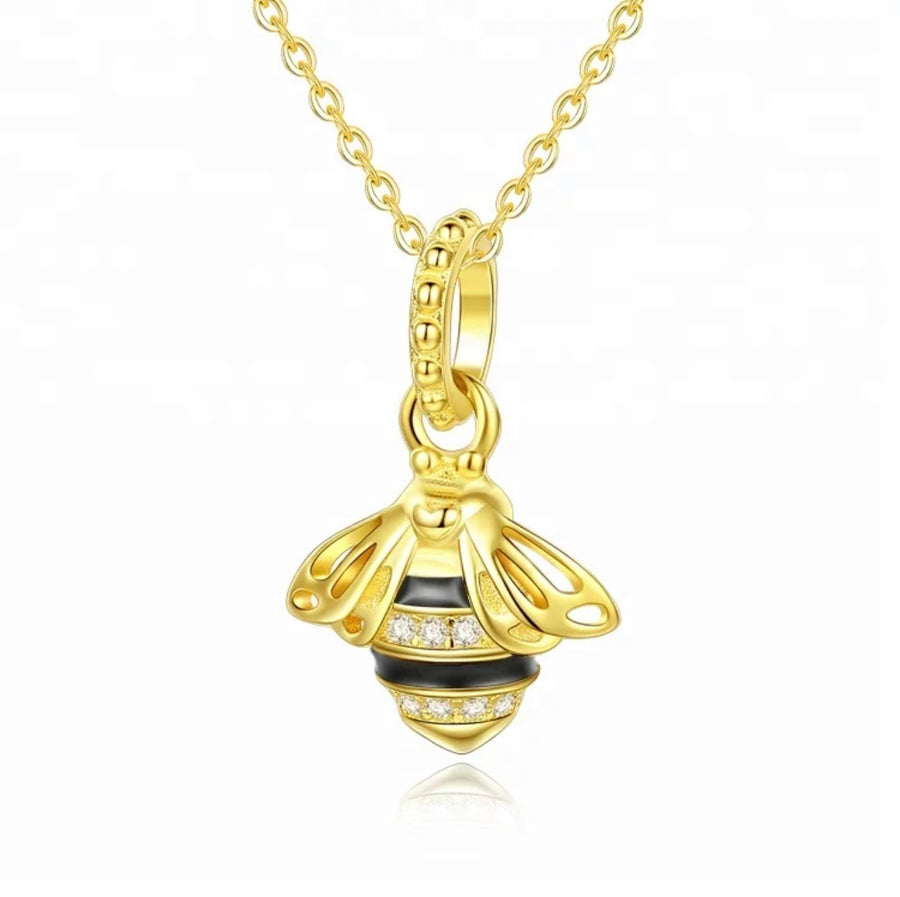 925 Sterling Silver Gold Plated Bumble Bee pendant Necklace