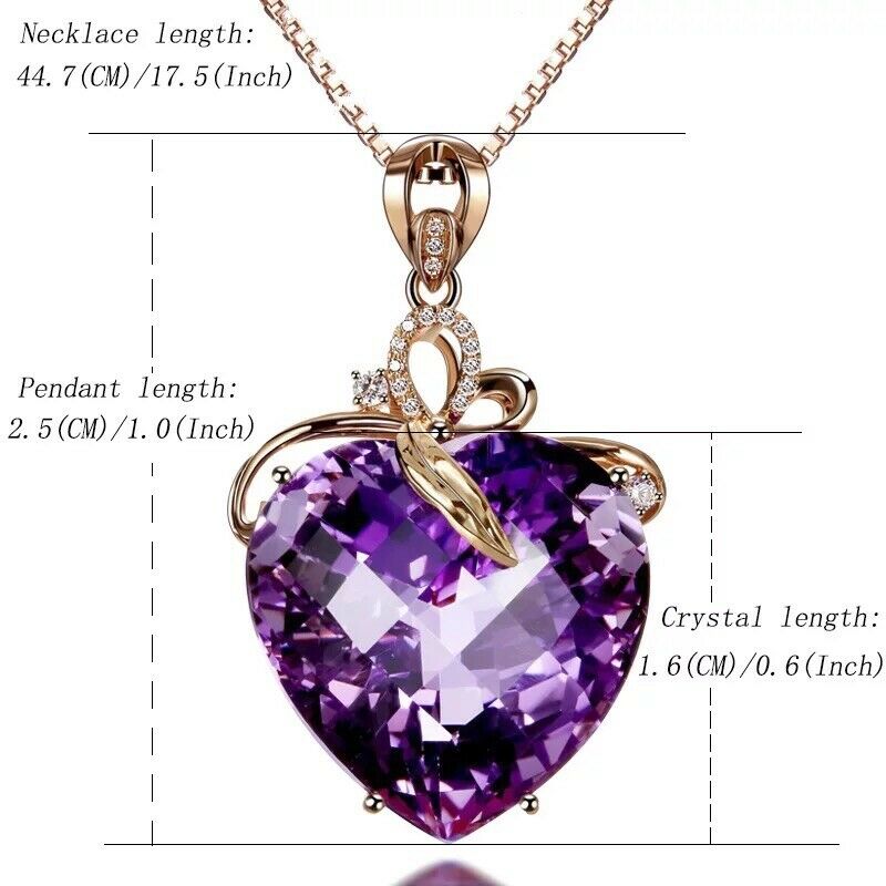 Amethyst Heart Crystal S925 Rose Gold Necklace