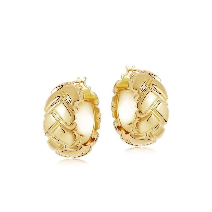 9ct Yellow Gold Filled Textured Huggie Hoop  Earrings