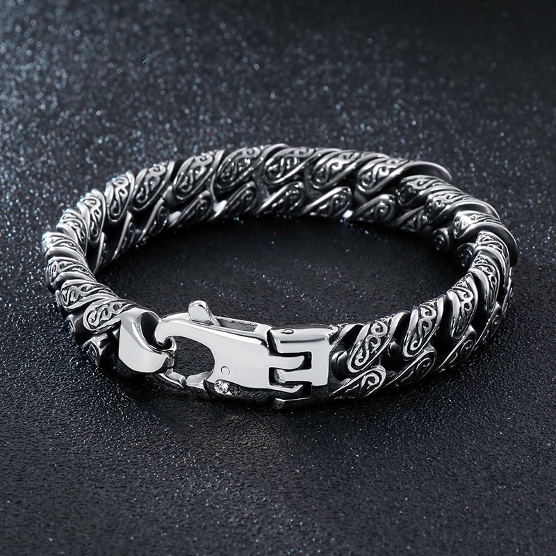 Heavy Stainless Steel Engraved Viking's Men's Bracelet