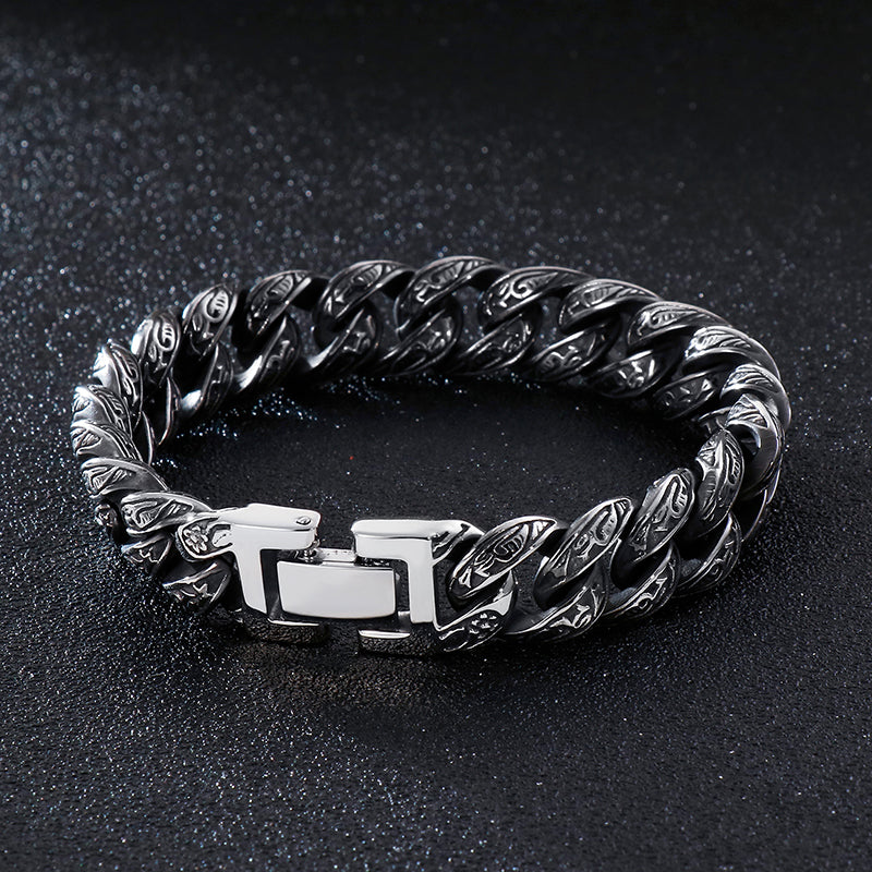 Heavy Stainless Steel Engraved Viking's Men's Bracelet